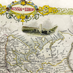 Рапкин Дж. Карта западной части России в Европе. Акварель, гравюра на стали. 1851