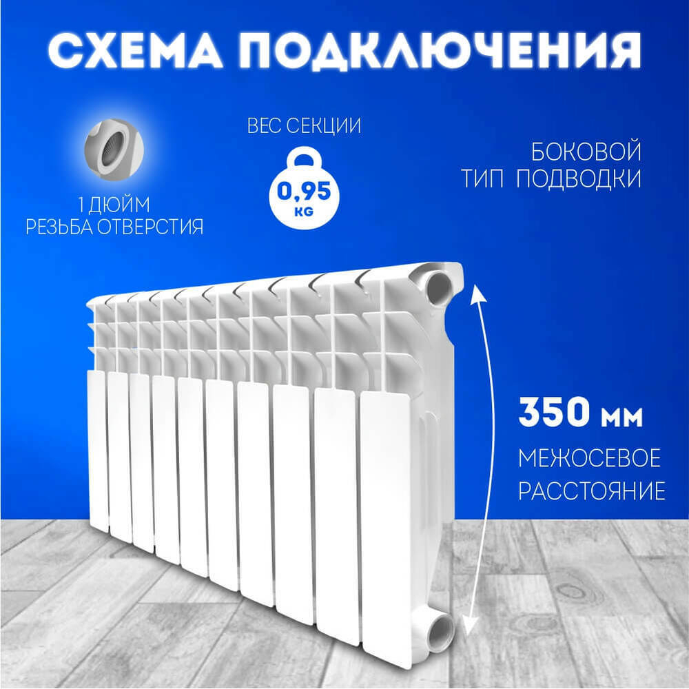Радиатор KONNER BIMETAL 80/350 10 секций 350*10