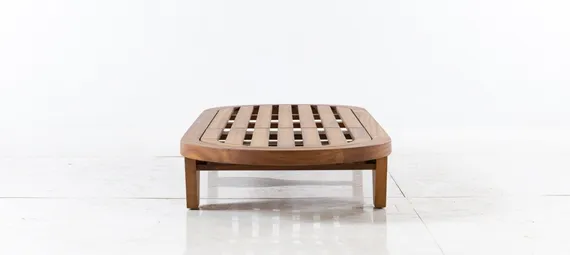 Шезлонг Spain, массив ироко, голубой матрас