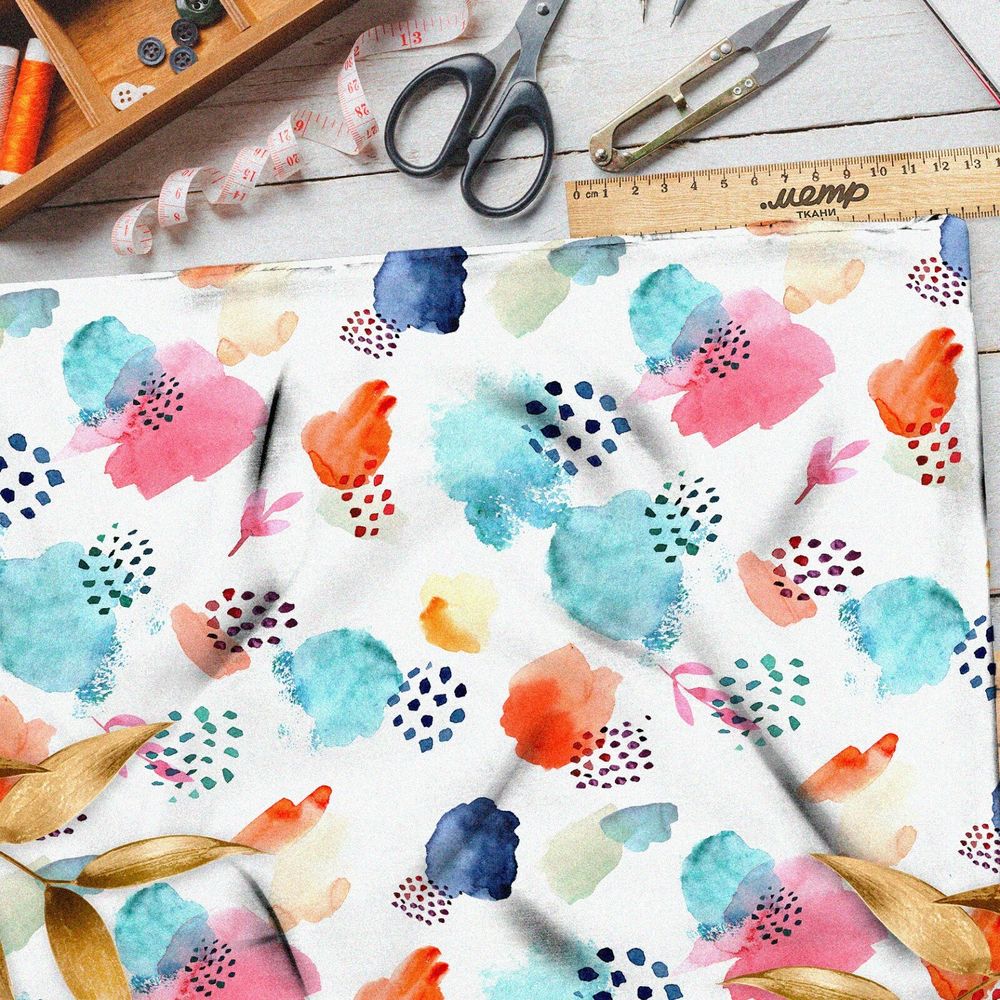 Ткань саржа акварельные облачка