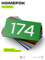 Номер на дверь 174, табличка на дверь для офиса, квартиры, кабинета, аудитории, склада, зеленая 120х70 мм, Айдентика Технолоджи