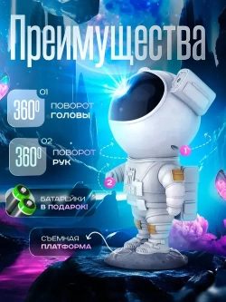 Cветодиодный лазерный светильник космонавт, ночник проектор звездное неба с пультом управления