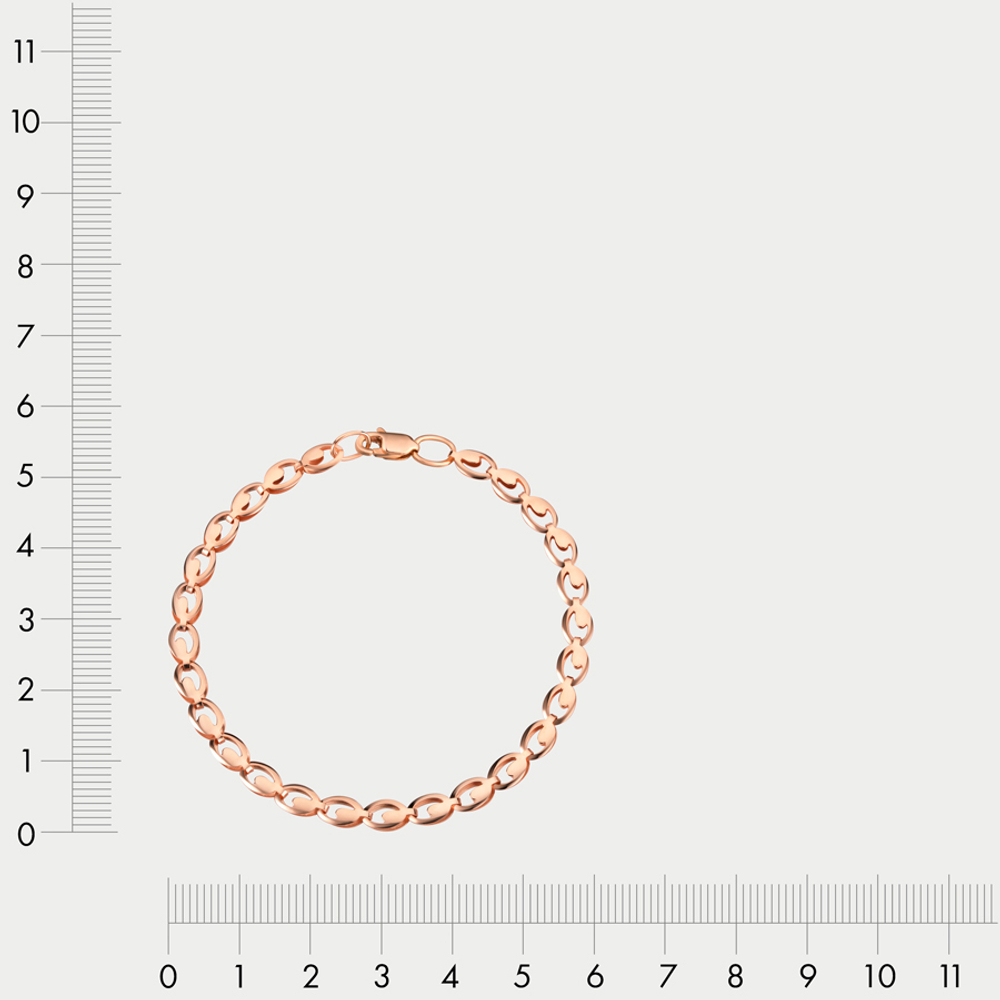 Браслет цепной из розового золота 585 пробы с плетением "Фантазийное" без вставок (арт. БШ073)