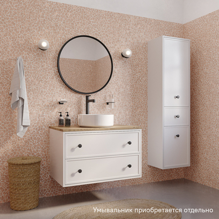 Тумба подвесная IDDIS Torr, со столешницей МДФ, дуб верона, 80 см, белый матовый, TOR80WVi95K