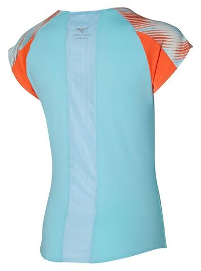 Женская теннисная футболка Mizuno Printed Tee - tanager turquoise