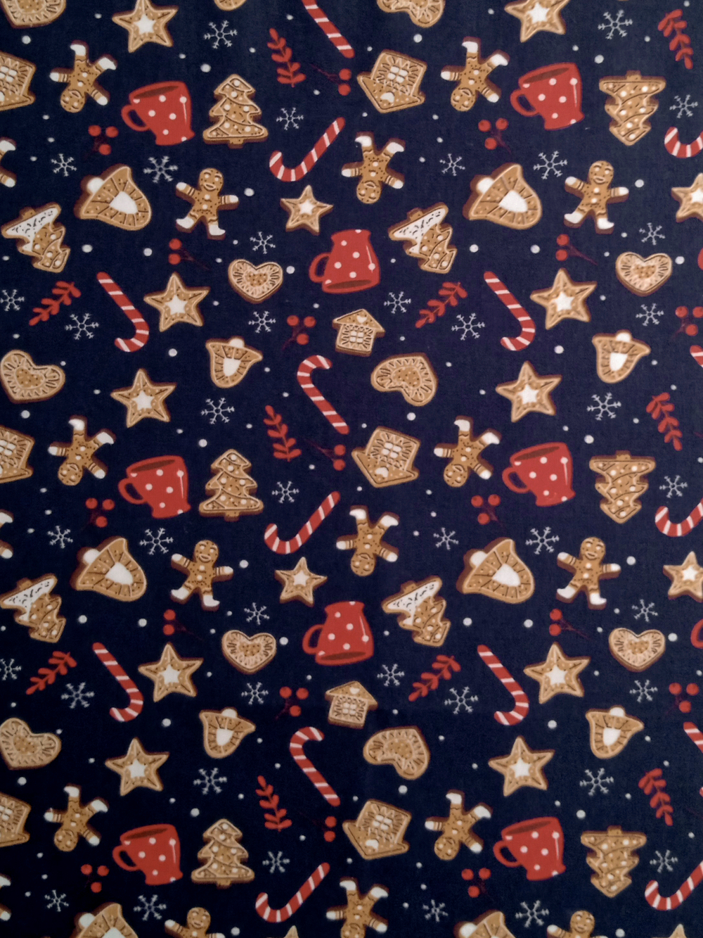Ткань бязь плательная, рис. "Новогодние пряники", ширина 150 см, арт. 891