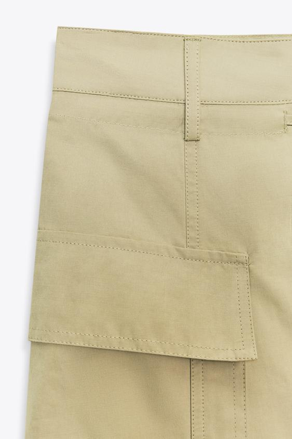 ZARA ЮБКА-МИДИ КАРГО, СВЕТЛЫЙ ХАКИ
