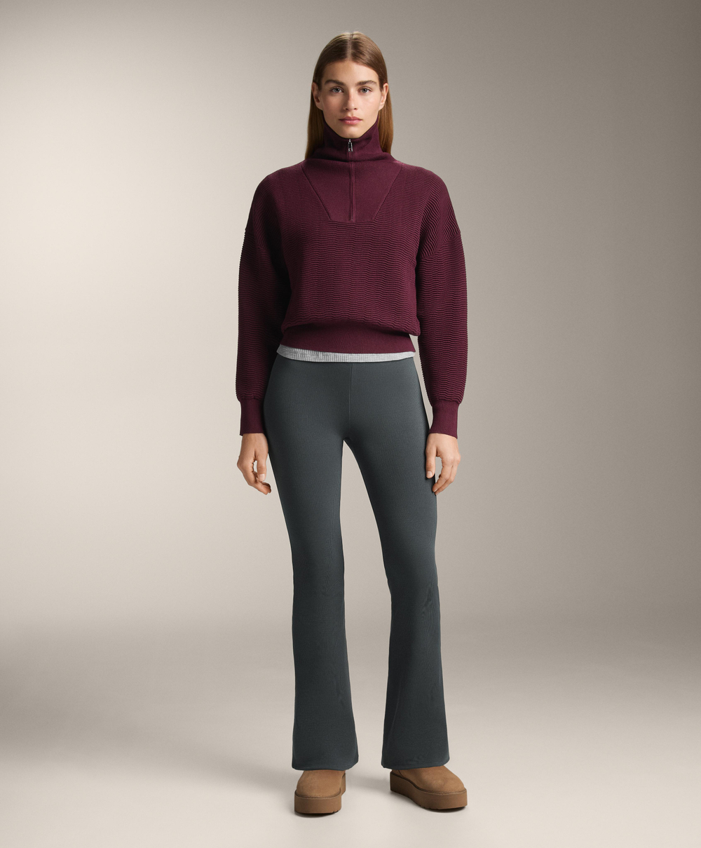 OYSHO Брюки-клеш Super Extra Warm с высокой посадкой в рубчик, антрацитово-серый