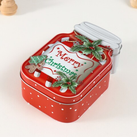 Шкатулка металл "Банка с леденцами" красная 15,5х10х5,5 см 10500802