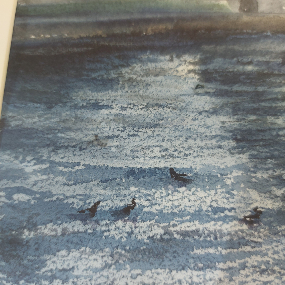 Картина авторская акварельная в паспарту 30х40 см на стену для интерьера "На берегу Псковы"