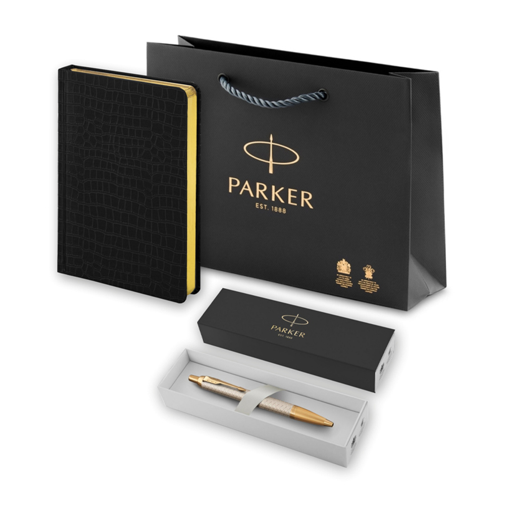 Подарочный набор: Шариковая ручка Parker IM + ежедневник, черный