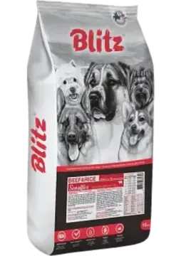 Blitz Sensitive Adult Beef & Rice сухой корм для взрослых собак всех пород Говядина и Рис