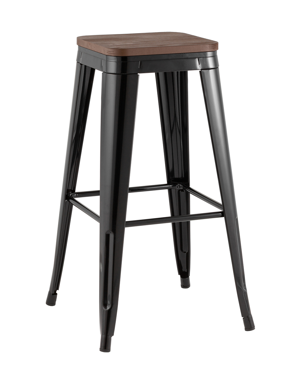 Стул барный TOLIX черный глянцевый + темное дерево KD