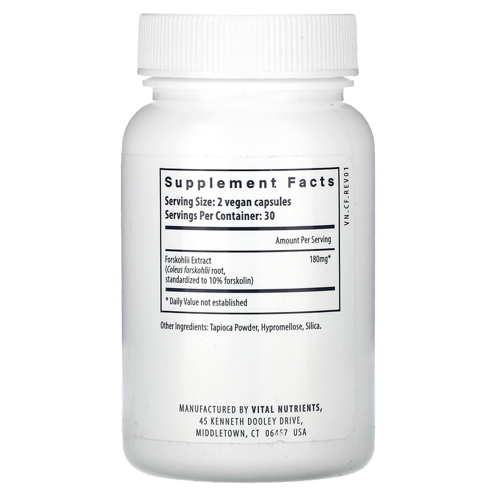 Vital Nutrients, колеус форсколии (Coleus forskohlii), 60 веганских капсул