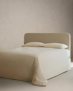 ZARA HOME ХЛОПКОВЫЙ ПОДОДЕЯЛЬНИК В ПОЛОСКУ, БЕЖЕВЫЙ