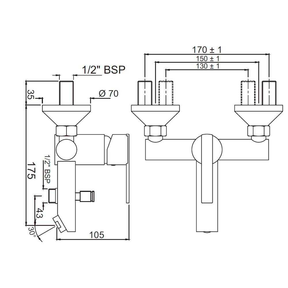 Jaquar, Смеситель для ванны внешний, Fonte, 1-рычаж., Хром FON-CHR-40119