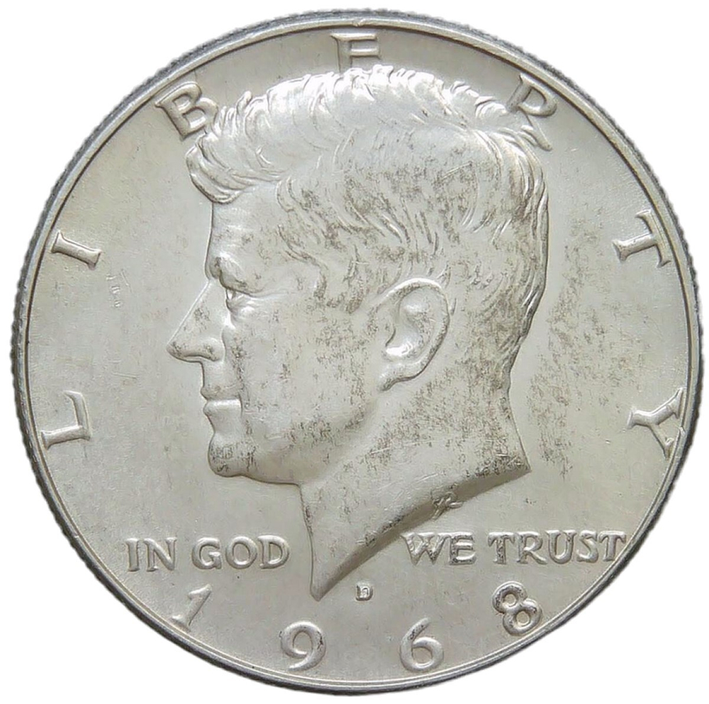 США 1/2 доллара (50 центов) 1968 D Кеннеди (AU)
