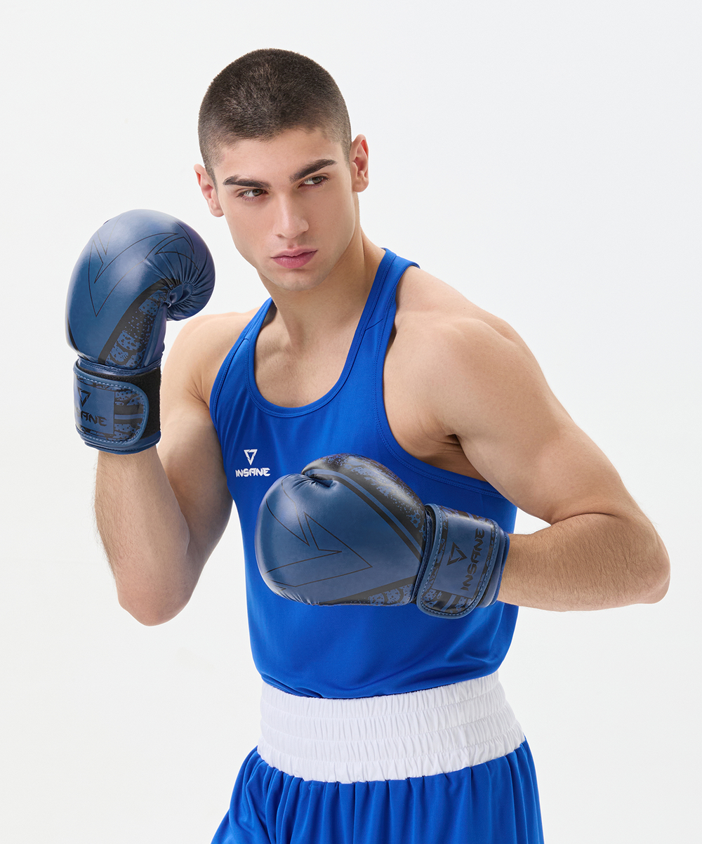 Перчатки боксерские ODIN, ПУ, синий, 12 oz