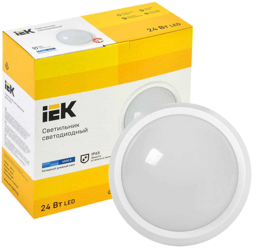 Светильник светодиодный ДПО 5051 18Вт 6500К IP65 круг белый IEK