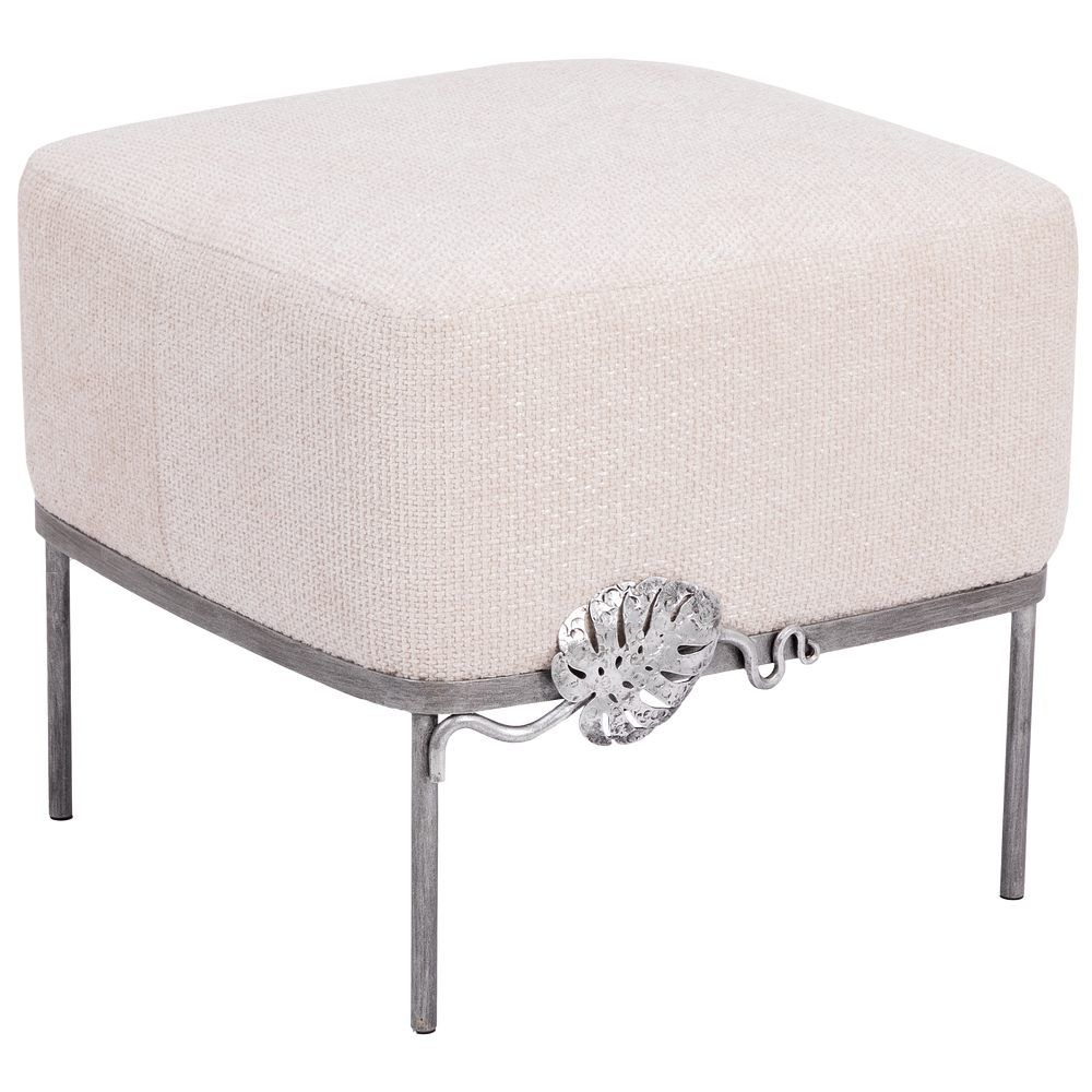 Банкетка Monstera Deliciosa (Монстера) Квадро Айвори Античное серебро