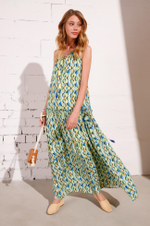 5956 Платье женское (зеленый мультиколор)