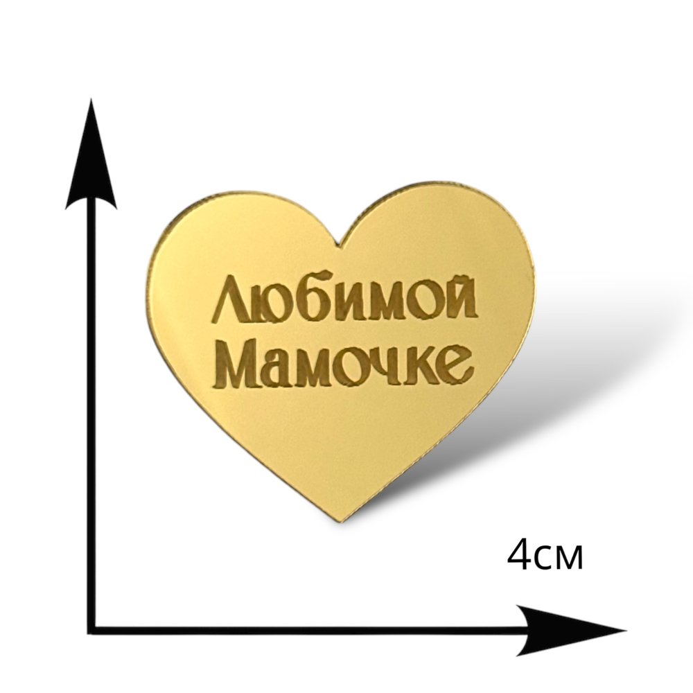 Топпер Бирка сердце "Любимой мамочке" (4см) 5шт акрил