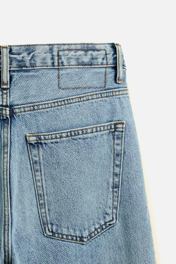 ZARA ДЖИНСЫ BAGGY С ЛАМПАСАМИ, ГОЛУБОЙ