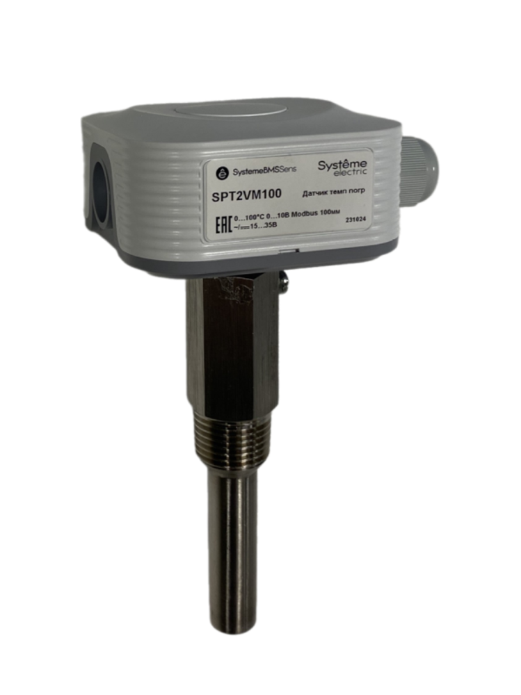 Датчик температуры погружной 0-100град.C 0-10В RS485/Modbus 100мм 24В с гильзой SE SPT2VM100