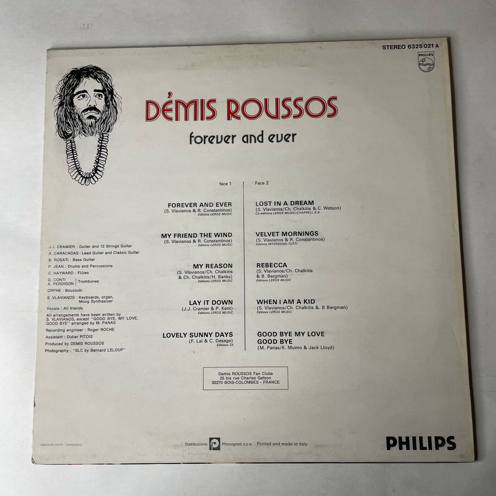Винтажная виниловая пластинка LP D mis Roussos Forever And Ever (Италия 1973) Good Bye My Love Good Bye