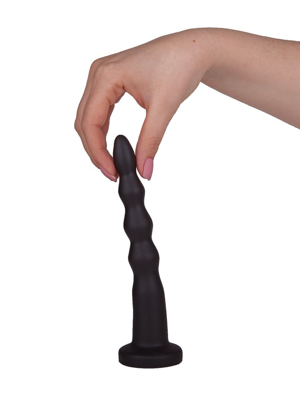 Чёрная анальная ёлочка из 5 звеньев - 20 см. (Цвет: черный)