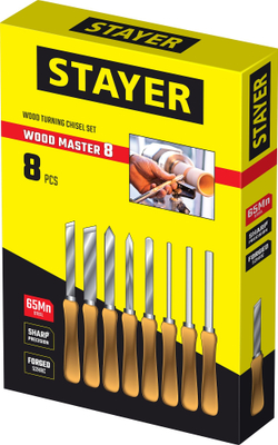 STAYER Wood Master, 8 предм., набор ручных резцов по дереву, Professional (1836)