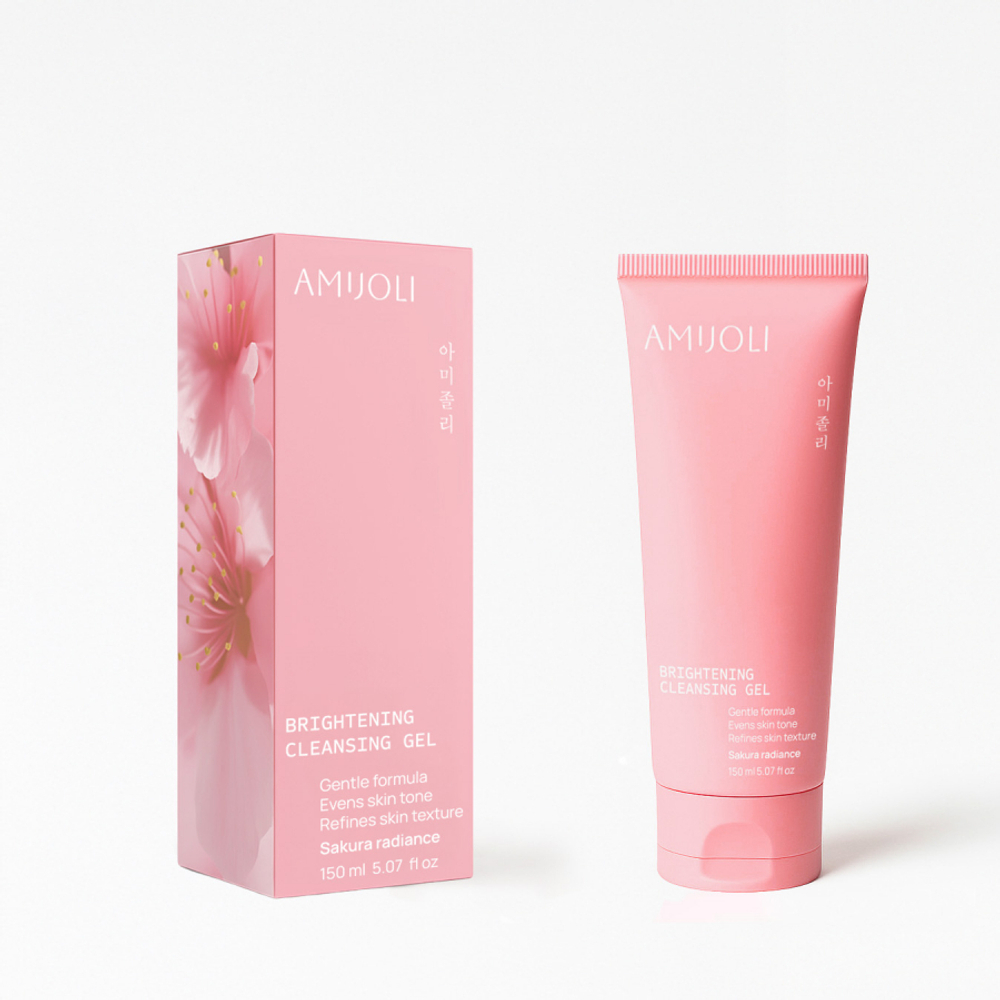 AMIJOLI Гель для умывания с экстрактом сакуры для выравнивания тона кожи-Brightening Gel Cleanser Sakura Radiance , 150мл