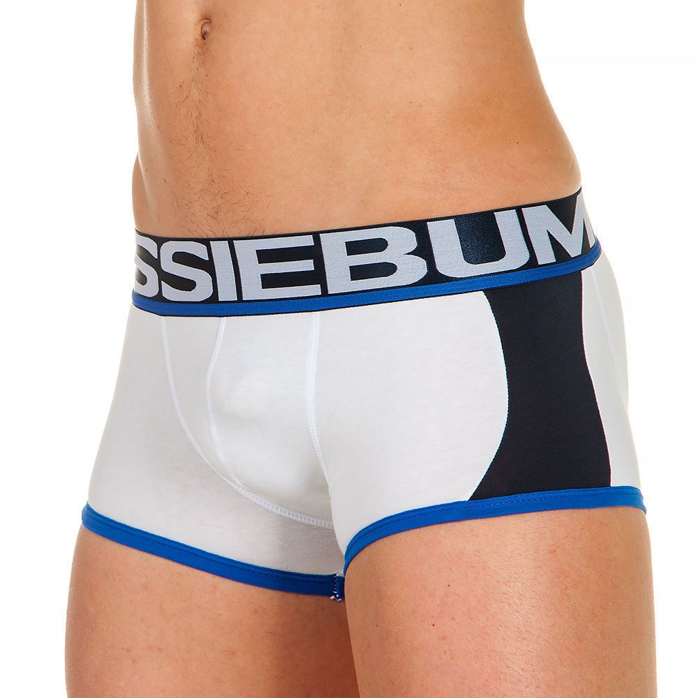 Трусы мужские хипсы белые с темно-синими вставками по бокам AUSSIEBUM