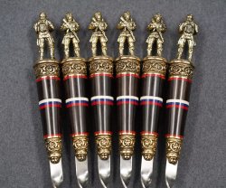 Подарочный набор шампуров "Спецназ", рукояти черный мореный граб