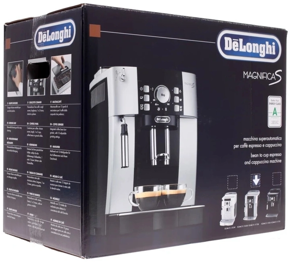 Кофемашина Delonghi Magnifica S ECAM 21.117.SB 1450Вт серебристый