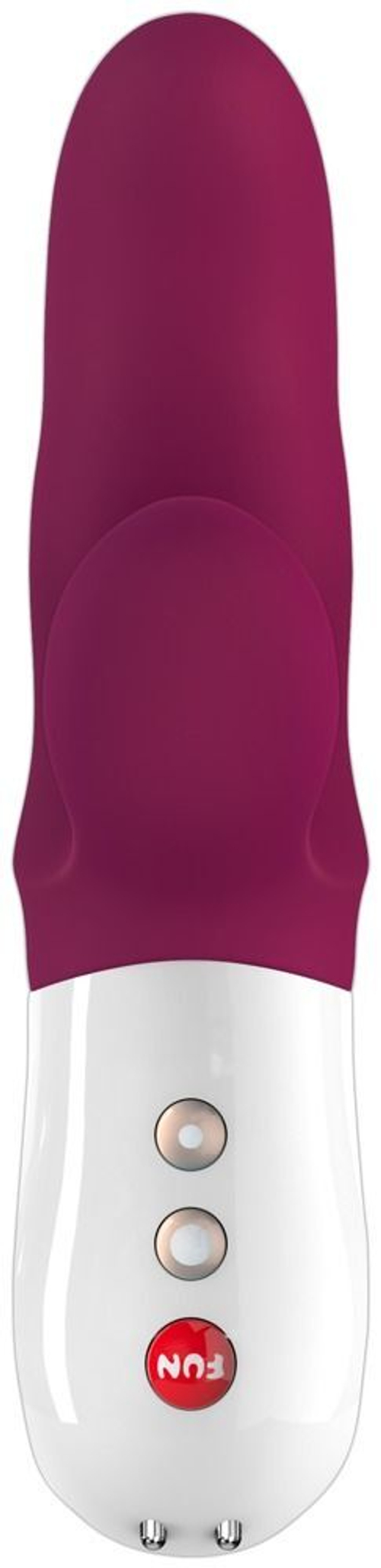 Фиолетовый вибратор с клиторальным отростком MiSS Bi - 17 см.