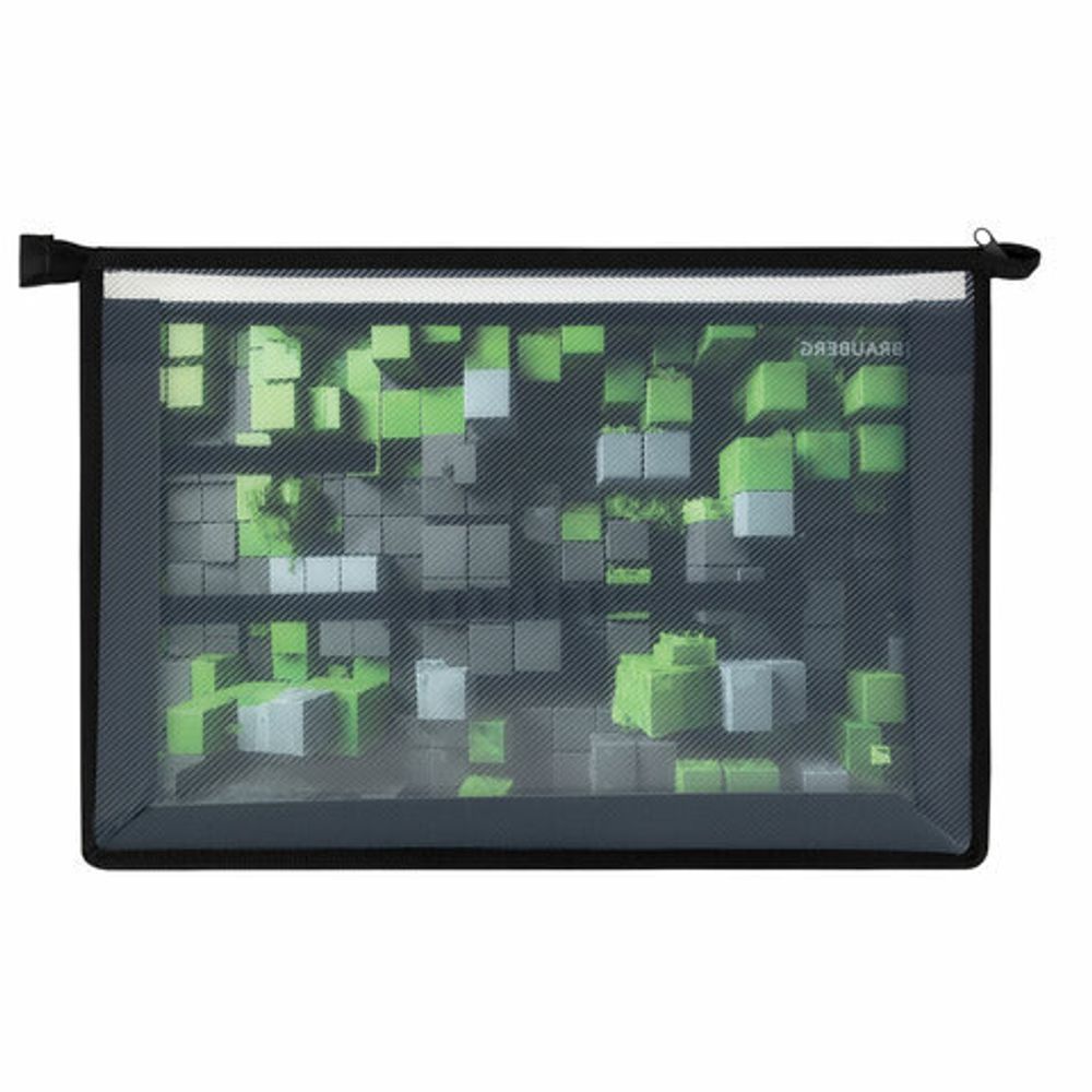 Папка для труда BRAUBERG А4, 2 отделения, пластик, молния сверху, органайзер, "Module blocks", 273400