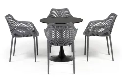 "Беллини" обеденная группа на 4 персоны, цвет темно-серый