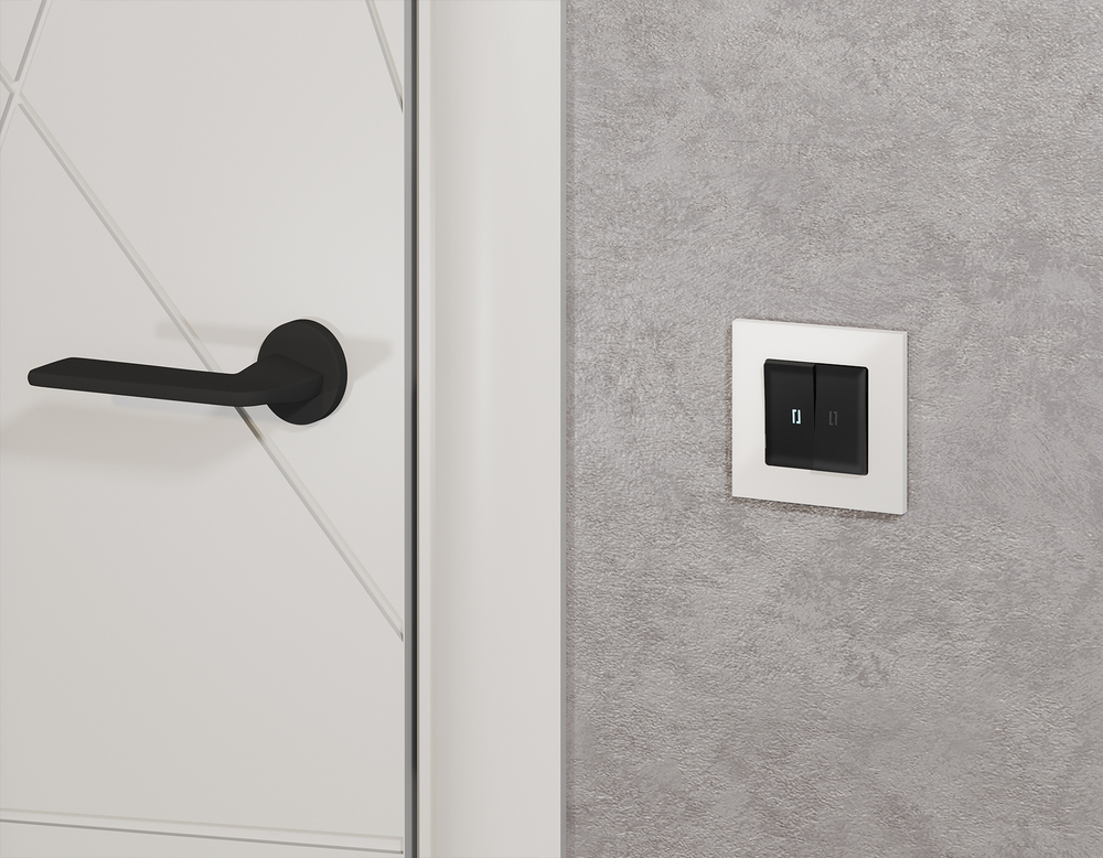 MA804015 Комплект механизма 2-кл выключателя с подсветкой 5600K ALFA Черный матовый QUANT (AP8040, VM115, G14W)