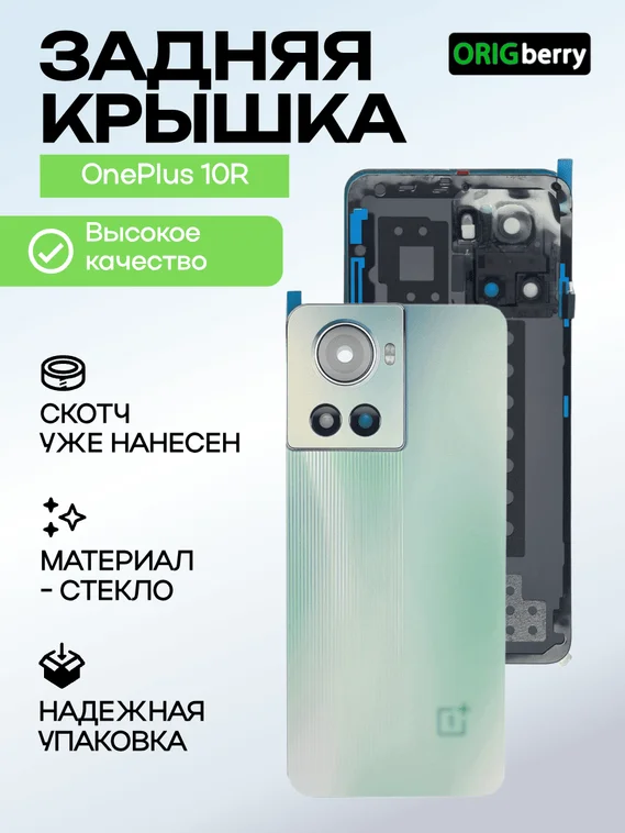 Задняя крышка для OnePlus 10R зеленая (Forest Green) со стеклом камеры