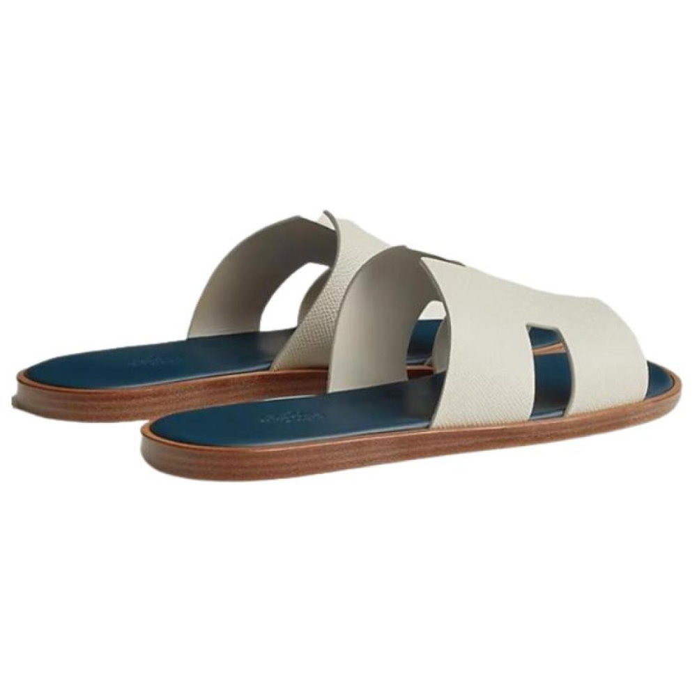 Hermes Izmere fashion set foot one-word slippers men's white, H221824Z HCL