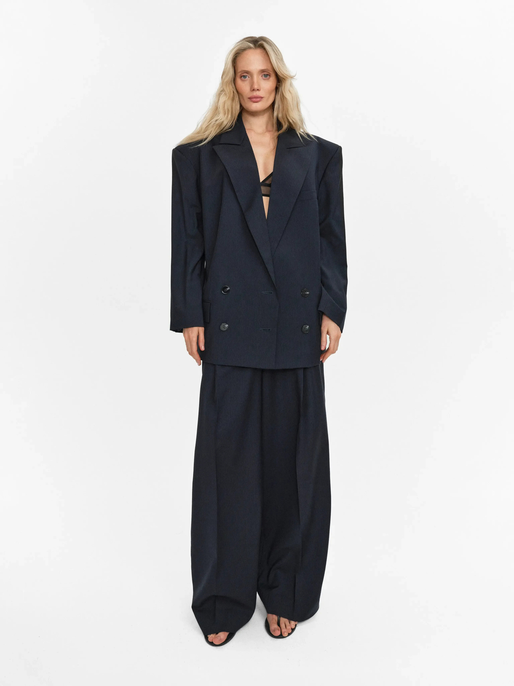 “Striped wool trousers” Брюки широкие со складками. (2)