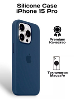 Силиконовый чехол Silicone Case iPhone 15 Pro, c MagSafe, Темно-синий
