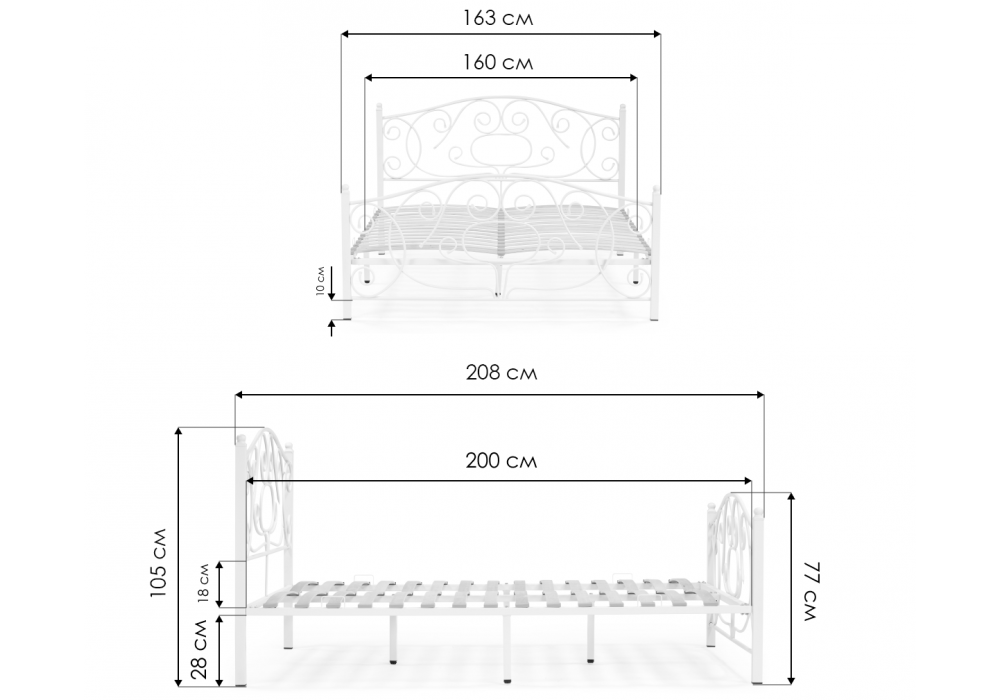 Двуспальная кровать Викси 160х200 черная