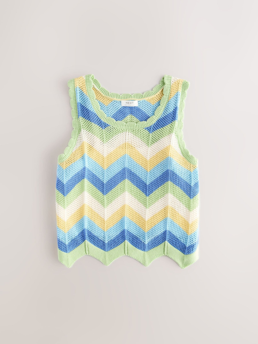 Майка вязаная для девочки Next AH5-491, Салатовый, Синий