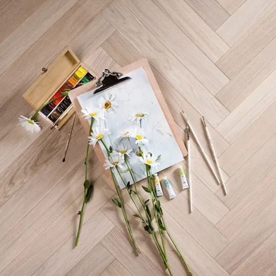 Инженерный паркет Coswick Дуб Акварельный Белый (Aqua White) Шелковое масло ультраматовое