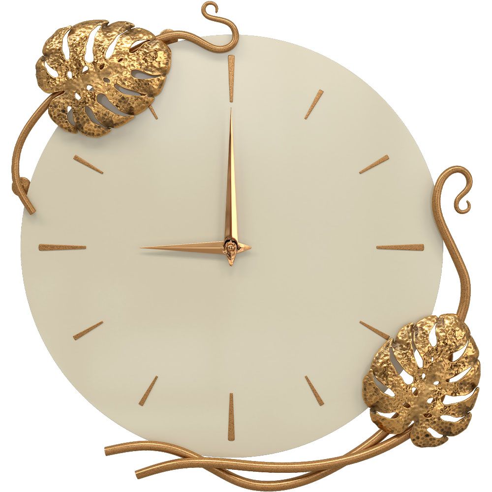 Часы настенные Monstera Deliciosa (Монстера) Колор Серый шелк Амбер