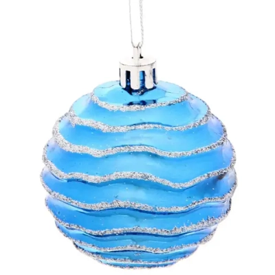 Новогодние шары «Снежная волна» 6 см (набор 3шт), синий/серебро