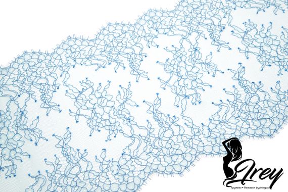 01-11 Изысканное кружево шантильи 23 см, голубой/бирюза