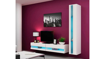 Гостиная Виго нью 8 Белый Фасадный 0101 220*42*180 см, Белый   Фиеста